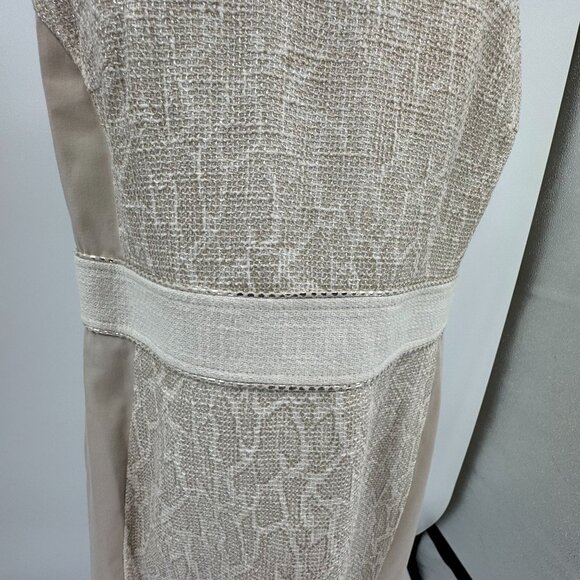 Basler Womens Beige Jacket Dress Set Large Cotton Blend Gold Tweed Animal Print - Picture 9 of 9